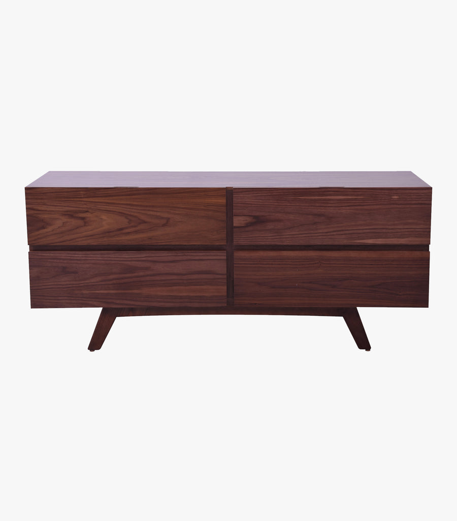 Mueble para TV Avanti Muebles Zamara de madera de nogal color café, 180 cm de largo, vista frontal.