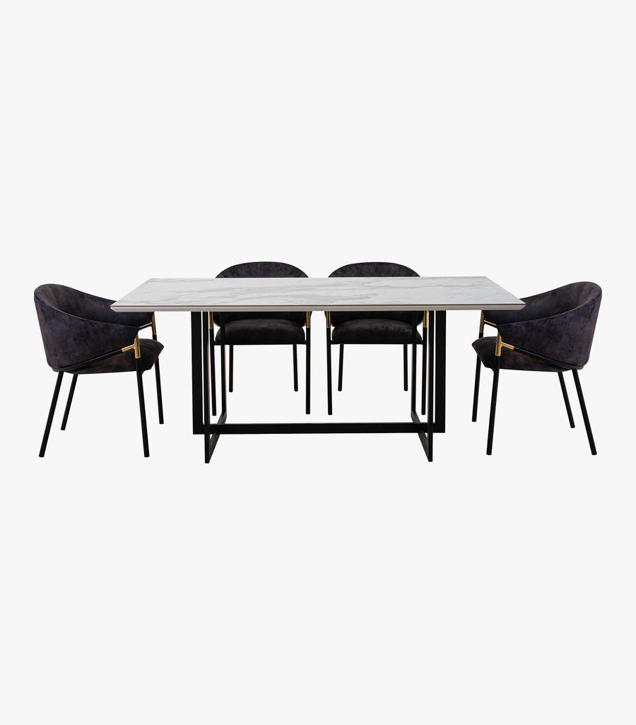 Conjunto de comedor Agnes de Avanti Muebles con mesa de cerámica y sillas para 6 personas, estilo moderno y elegante.