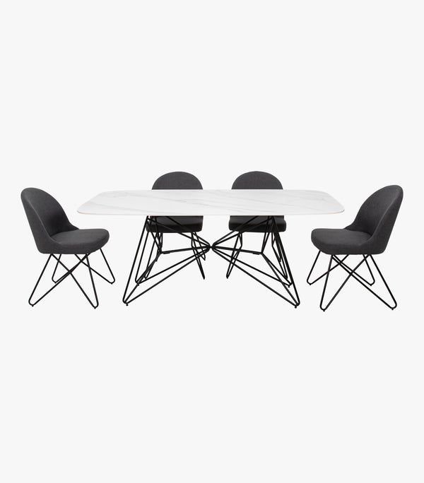 Comedor Rectangular Shelby para 6 personas con cubierta de cristal - Incluye mesa y 6 sillas.