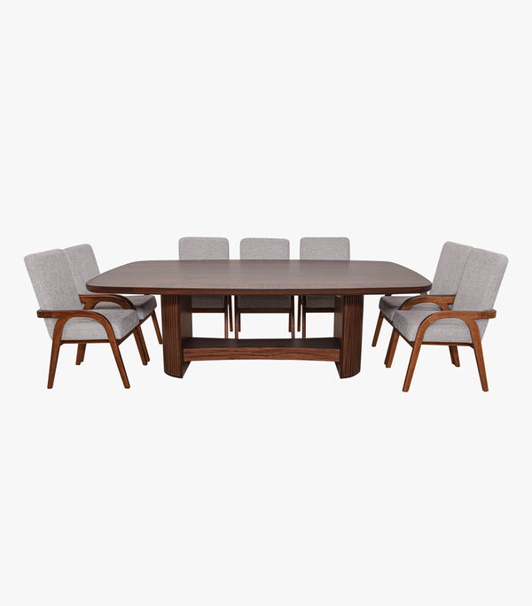 Comedor Rectangular para 10 personas Ferre de madera color café - incluye mesa y 10 sillas.