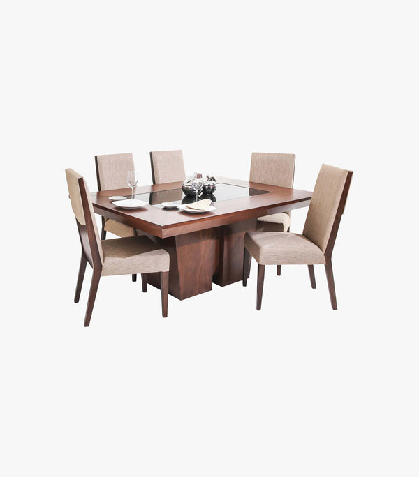 Comedor Rectangular Para 6 Personas Palax de madera Color Café - Incluye mesa y 6 sillas sin brazo