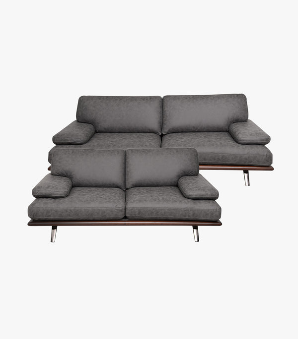 Sala Kelce de vinipiel color gris - Sofá y Love Seat