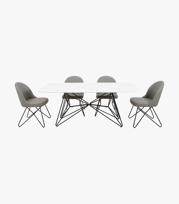 Comedor Rectangular Shelby para 6 personas de tela color gris - Incluye mesa y 6 sillas
