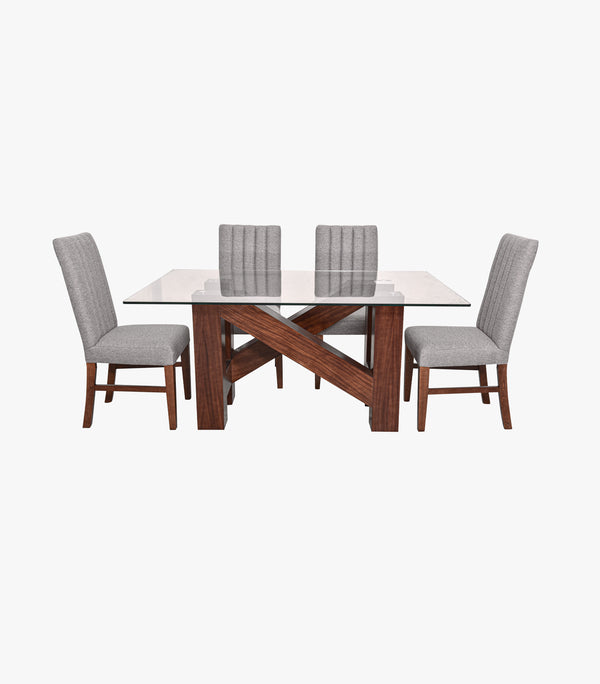 Comedor rectangular para 6 personas Columbia de tela color gris - Incluye mesa y 6 sillas.