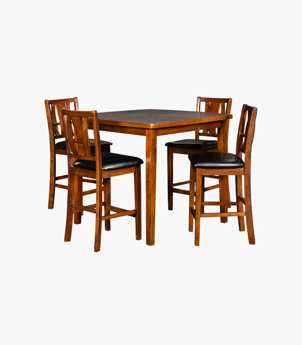 Comedor Rectangular para 5 personas con banca Dixon de madera color café - incluye mesa, sillas y banca