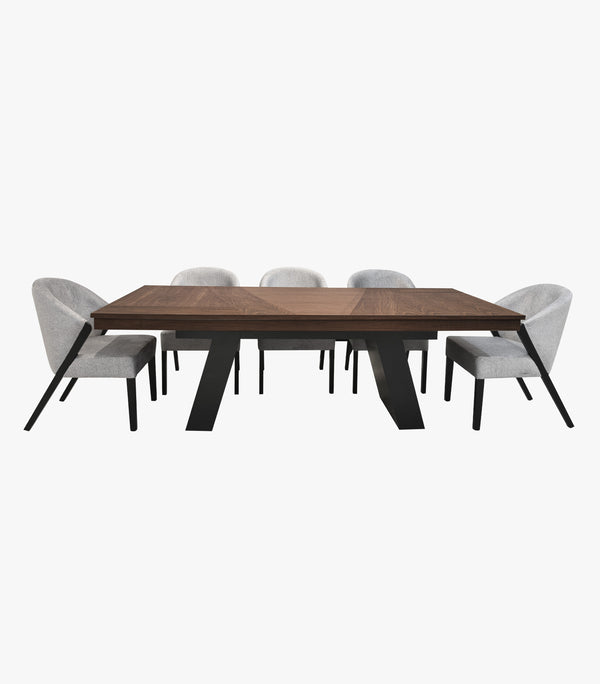 COMEDOR RECTANGULAR PARA 8 PERSONAS CEDRIC DE MADERA COLOR CAFÉ - INCLUYE MESA Y 8 SILLAS CON BRAZO