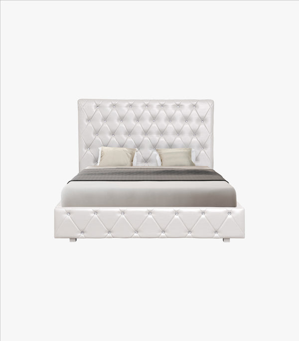 Cama Queen Size de madera color blanco