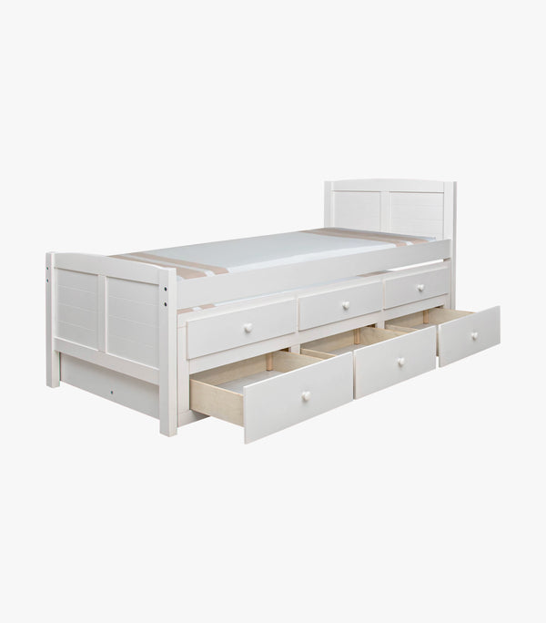 Cama Canguro Twin Individual Color Blanca con Cajones