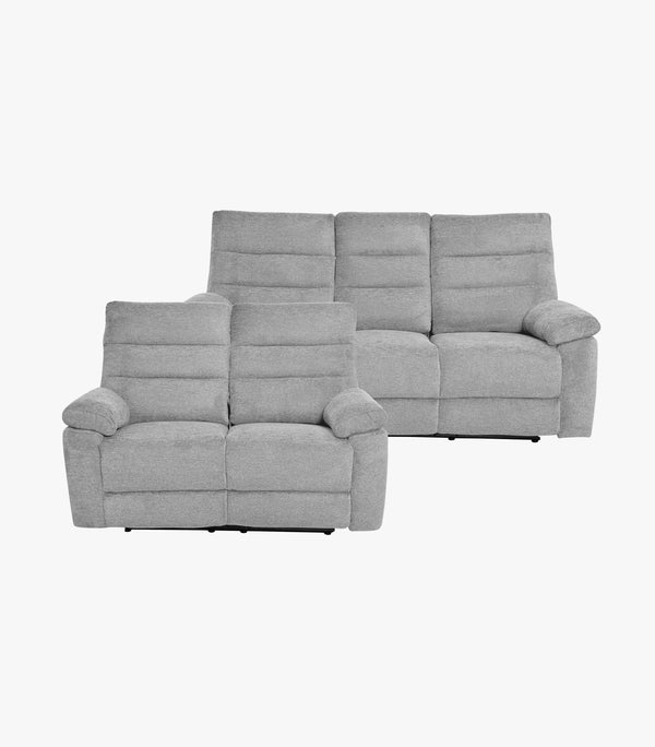 Sala Kenji de tela color gris - Sofá y Love Seat