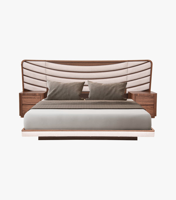 Recámara King Size Palermo de madera acabado nogal - Incluye 2 buró