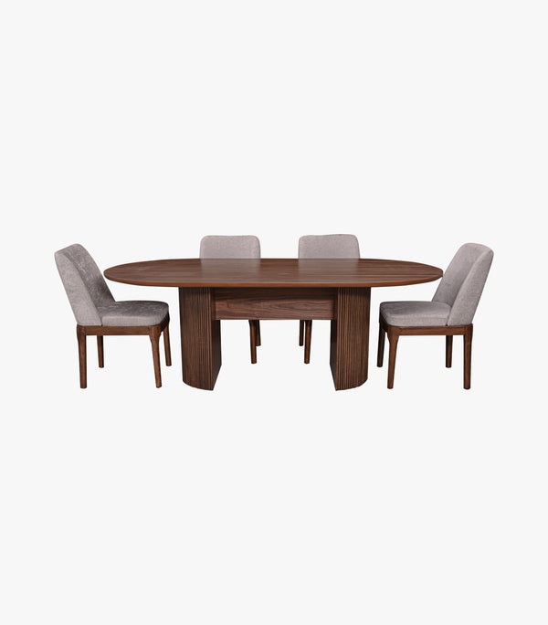 Comedor rectangular para 6 personas Rohan de madera color café - Incluye mesa y 6 sillas sin brazo