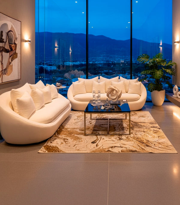 Sala Infinity de tela color blanco - Sofá y Love Seat