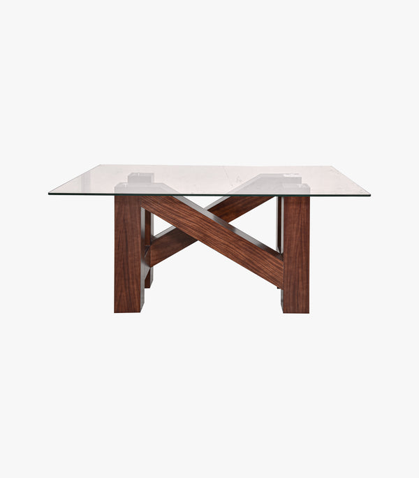 Mesa Columbia para 6 personas cubierta de cristal.