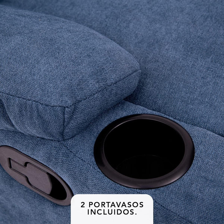 Sillon Reclinable Manual Brady azul– Comodidad y Estilo con Porta Vasos