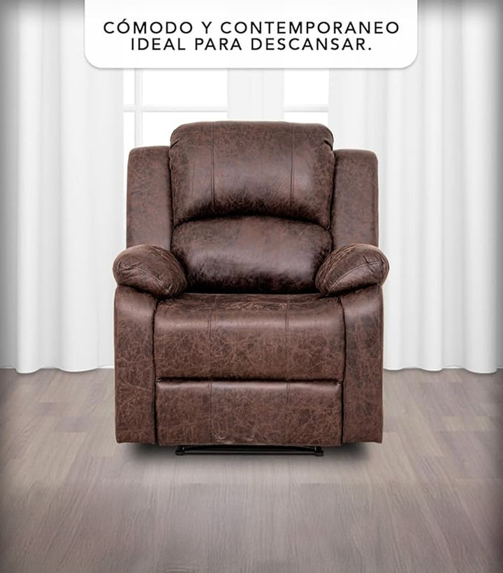 Sillon Reclinable Manual West Cafe – Confort y Estilo en Tela de Alta Calidad
