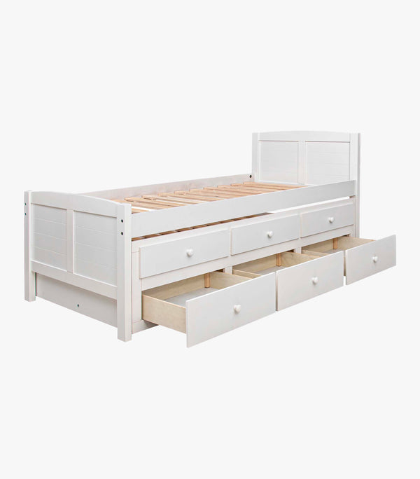 Cama Canguro Twin Individual Color Blanca con Cajones