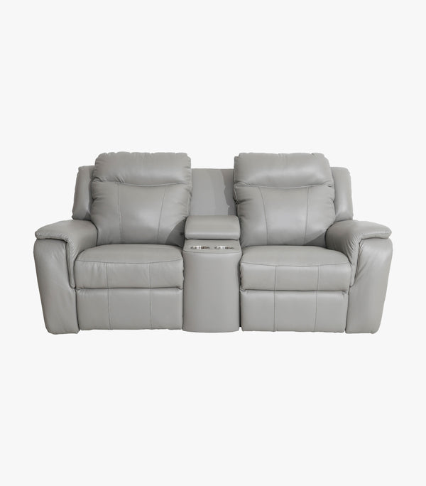 Love Seat Reclinable Eléctrico Buckingham de Piel color Gris