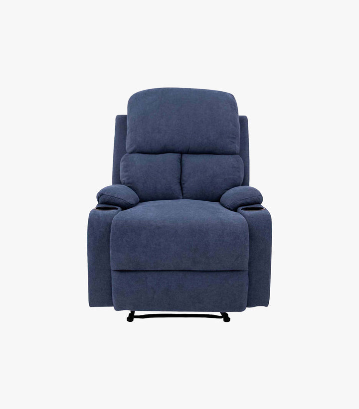 Sillon Reclinable Manual Brady azul– Comodidad y Estilo con Porta Vasos