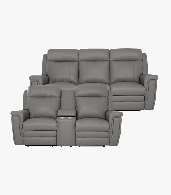 Sofá y Love Reclinable Asher de Piel Color Gris