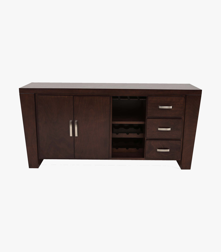 Bufetero Palax de madera color café de la marca Avanti Muebles, vista frontal del mueble de almacenamiento elegante.