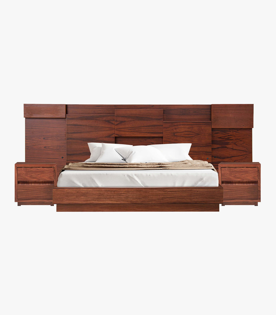 Cama King Size Eider de Avanti Muebles con dos buros en una recámara moderna y elegante.