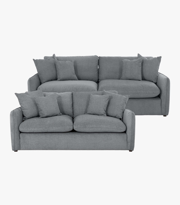 Sala Palmer en Tela Color Gris - Sofá y Love Seat