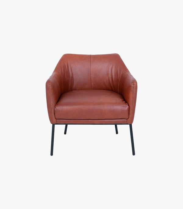 Sillón Individual Alya De Piel Color Caramelo