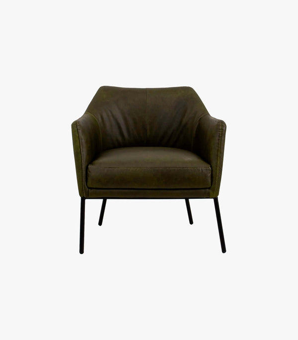 Sillón Individual Alya De Piel Color Verde